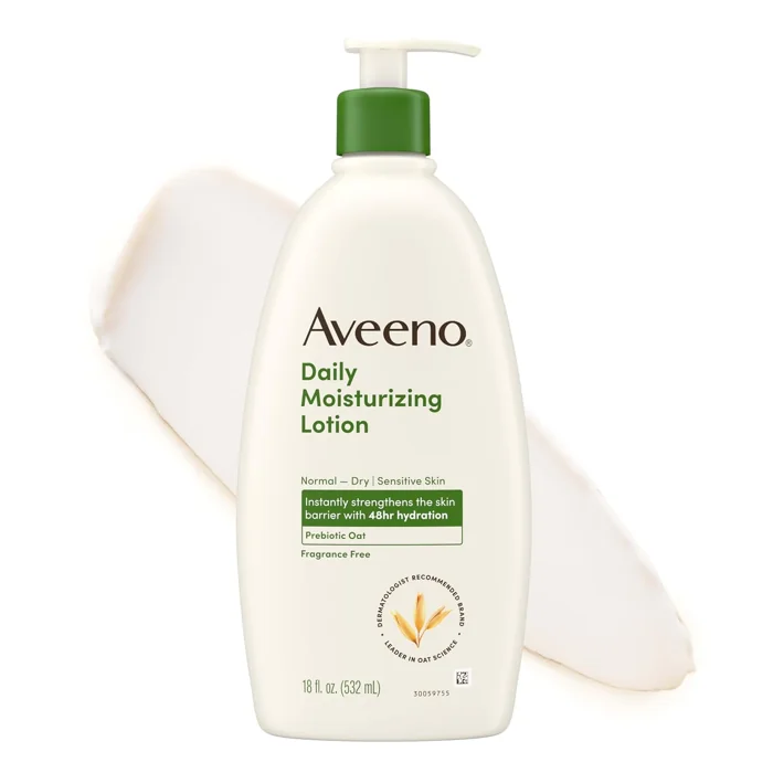 Aveeno Daily Moisturizing Lotion, fragrance-free, 18 fl oz pump bottle